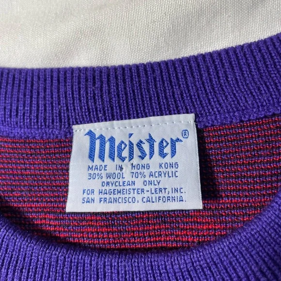 Vintage Meister hagemeister wool acrylic Mulitcolored abstract sweater size XL - Picture 6 of 7